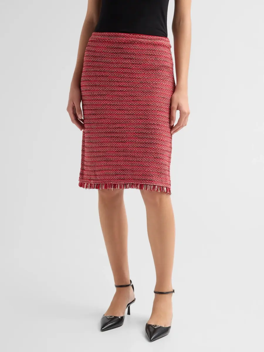 Ming Wang Women's x Anna Marie Fringe-Trim Tweed Knit A-Line Skirt | Thumbnail 4