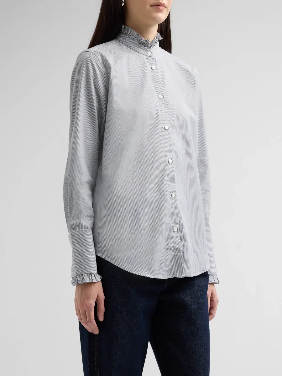 Nili Lotan Women's Elio Cotton Ruffle Collar Shirt | Thumbnail 4 Nili Lotan Women's Elio Cotton Ruffle Collar Shirt | Thumbnail 4