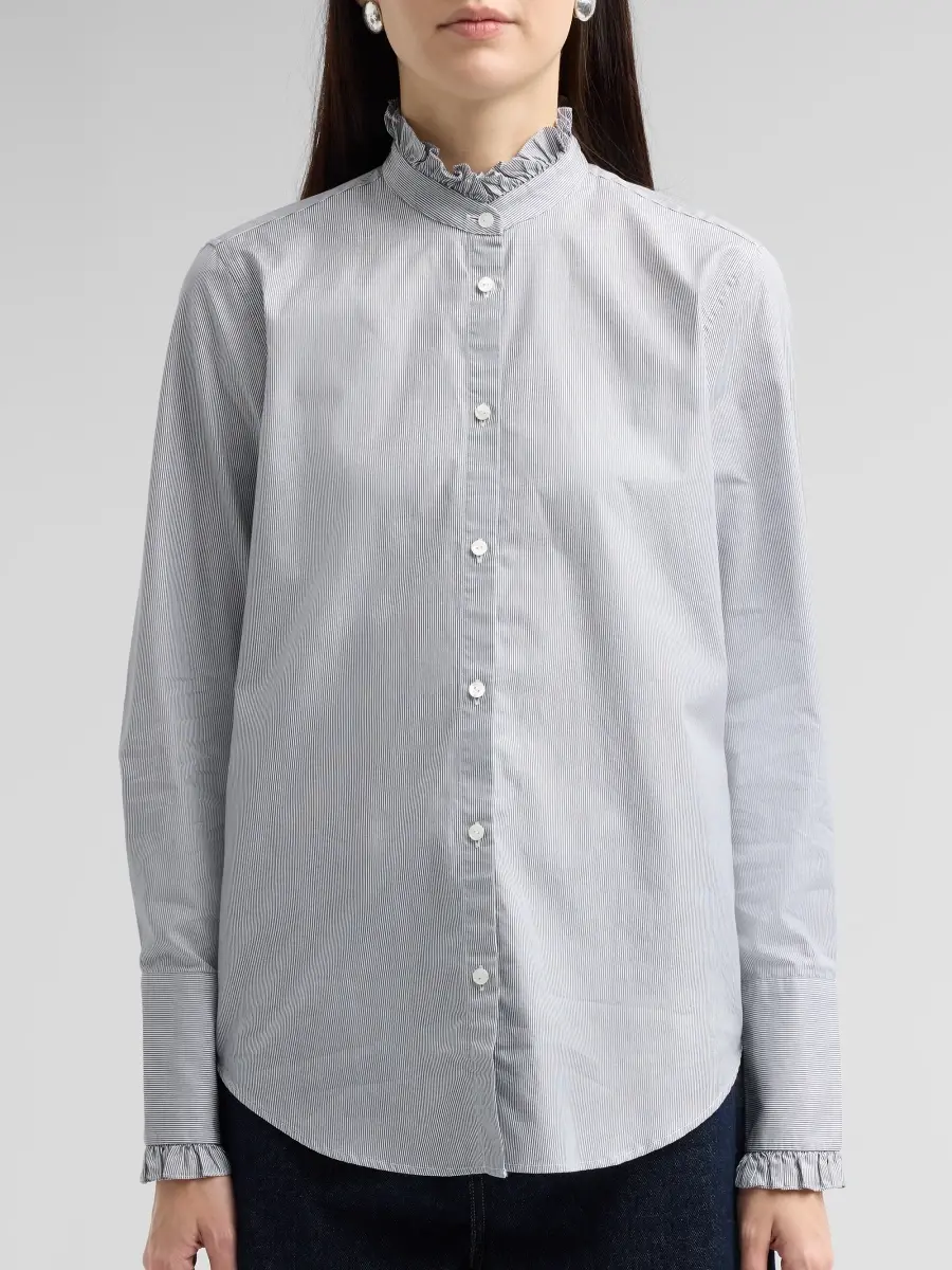 Nili Lotan Women's Elio Cotton Ruffle Collar Shirt | Thumbnail 5 Nili Lotan Women's Elio Cotton Ruffle Collar Shirt | Thumbnail 5