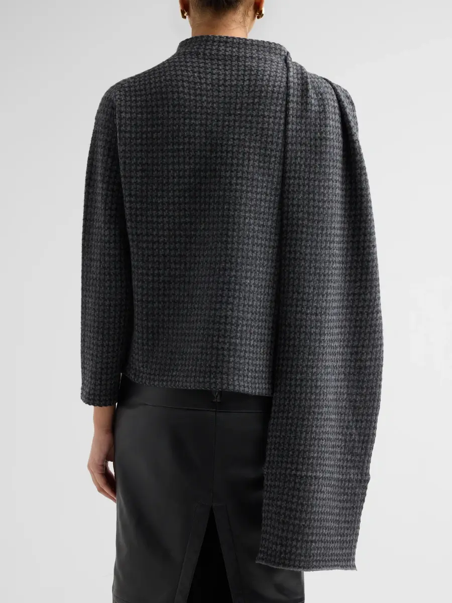 Vince Women's Draped Scarf Houndstooth Sweater | Thumbnail 3 Vince Women's Draped Scarf Houndstooth Sweater | Thumbnail 3