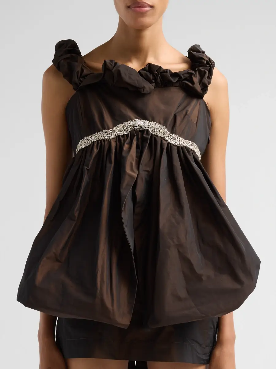 LoveShackFancy Women's Hanna Taffeta Mini Dress | Thumbnail 5