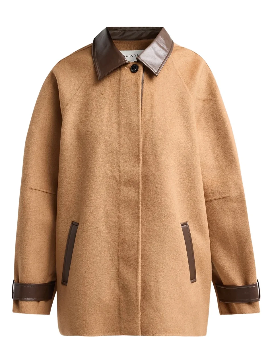 Women's Yanna Faux Leather-Trimmed Wool-Blend Coat Women's Yanna Faux Leather-Trimmed Wool-Blend Coat