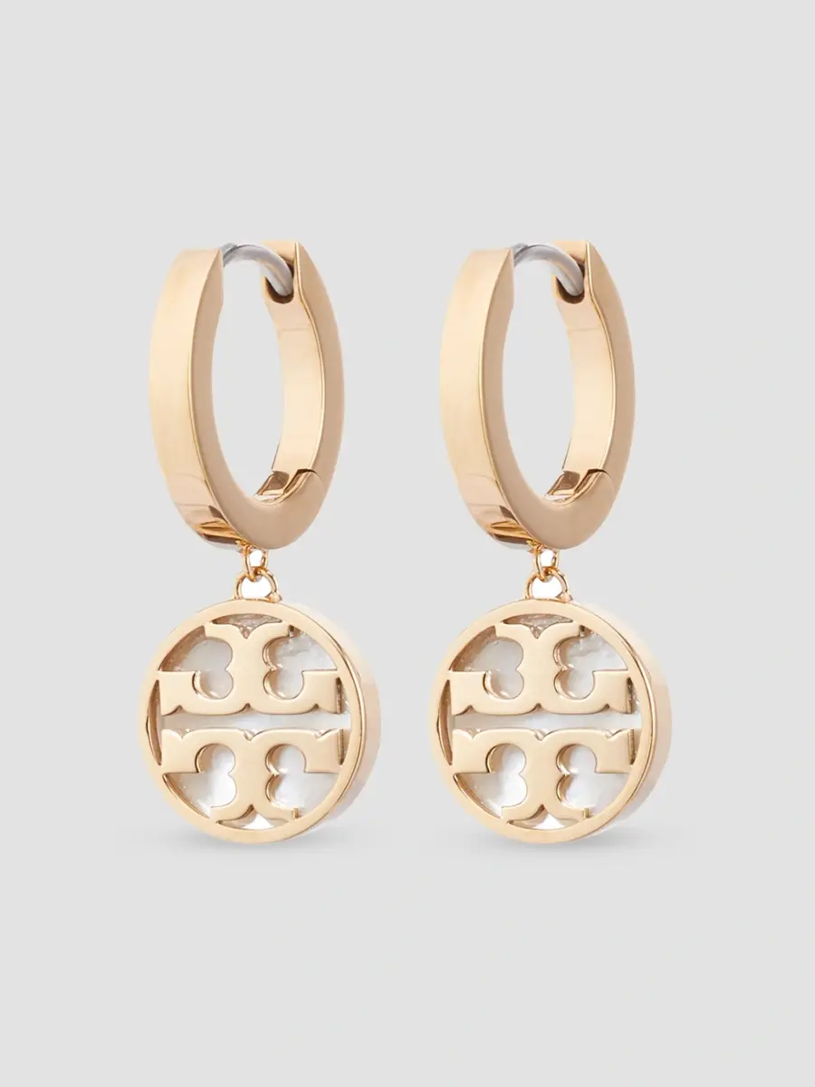 Tory Burch Women's 18K-Gold-Plated Stainless Steel & Mother-of-Pearl Huggie Earrings | Thumbnail 2 Tory Burch Women's 18K-Gold-Plated Stainless Steel & Mother-of-Pearl Huggie Earrings | Thumbnail 2