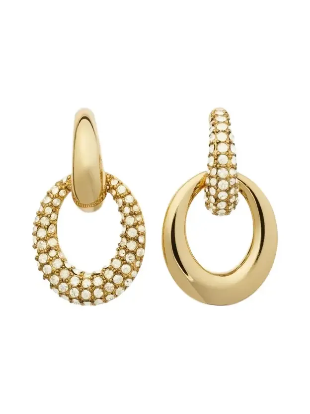 Women's Pierced Doorknocker 18K-Gold-Plated & Crystal Drop Earrings Women's Pierced Doorknocker 18K-Gold-Plated & Crystal Drop Earrings