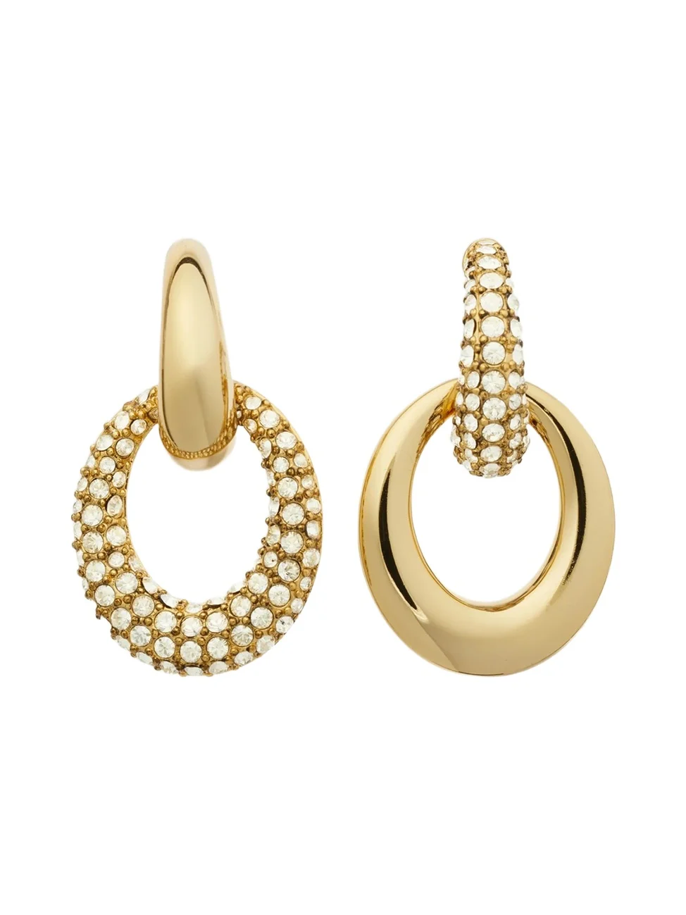 Women's Pierced Doorknocker 18K-Gold-Plated & Crystal Drop Earrings Women's Pierced Doorknocker 18K-Gold-Plated & Crystal Drop Earrings