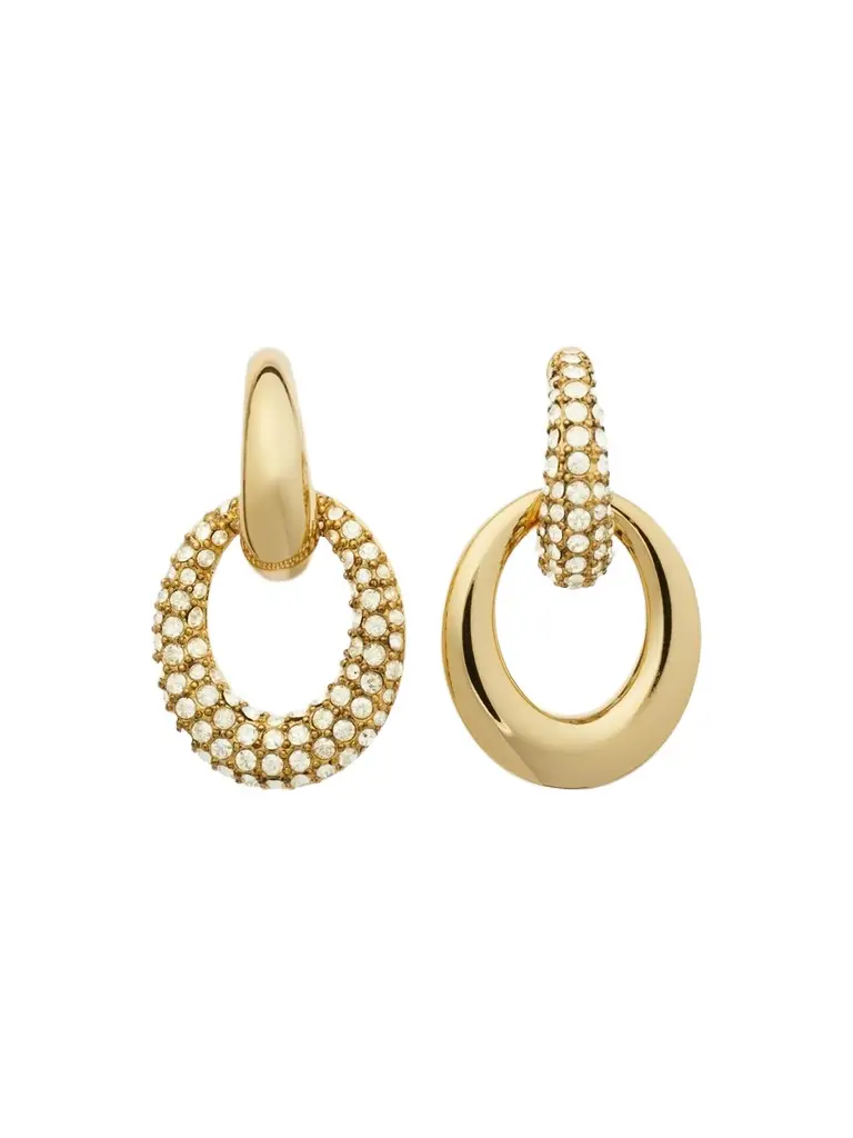 Women's Pierced Doorknocker 18K-Gold-Plated & Crystal Drop Earrings Women's Pierced Doorknocker 18K-Gold-Plated & Crystal Drop Earrings