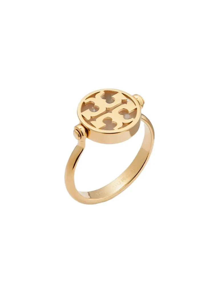 Tory Burch Women's 18K-Gold-Plated Stainless Steel & Mother-of-Pearl Ring - Tory Gold