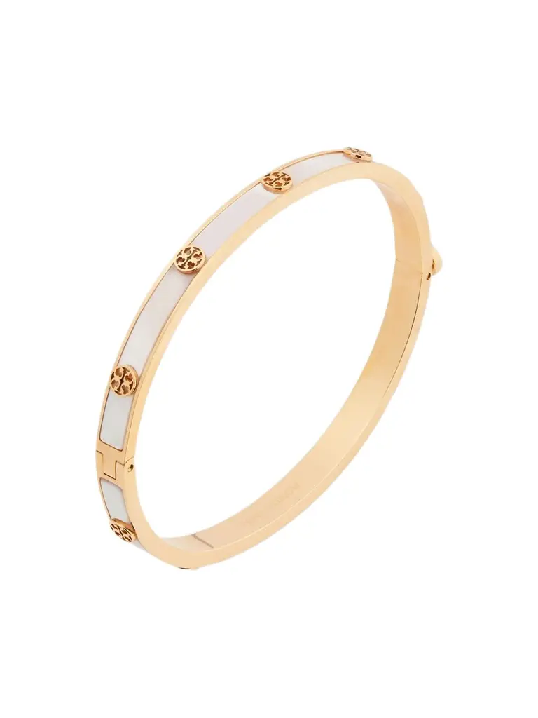 Tory Burch Women's 18K-Gold-Plated Stainless Steel & Mother-of-Pearl Bangle Bracelet