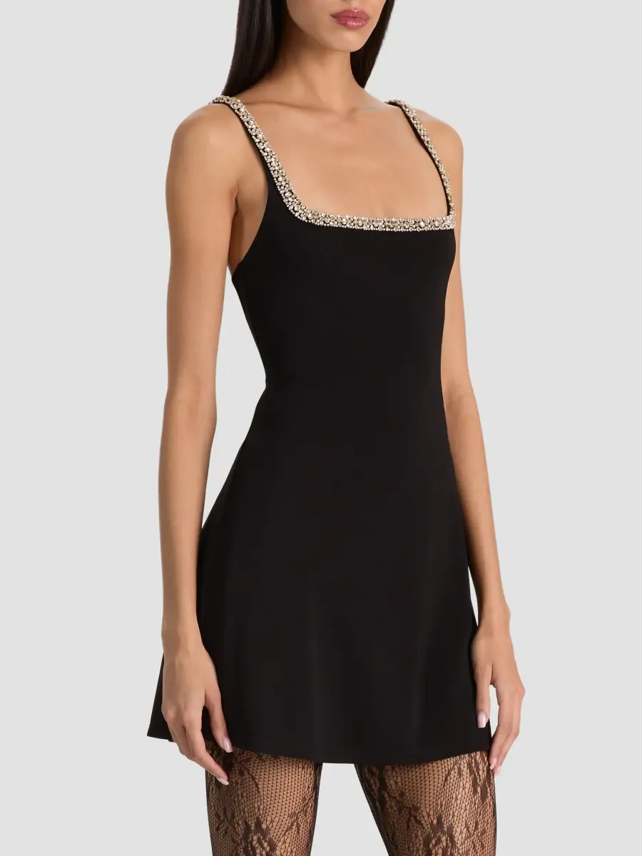 Alice + Olivia Women's Julia Embellished-Trim Mini Dress | Thumbnail 6 Alice + Olivia Women's Julia Embellished-Trim Mini Dress | Thumbnail 6