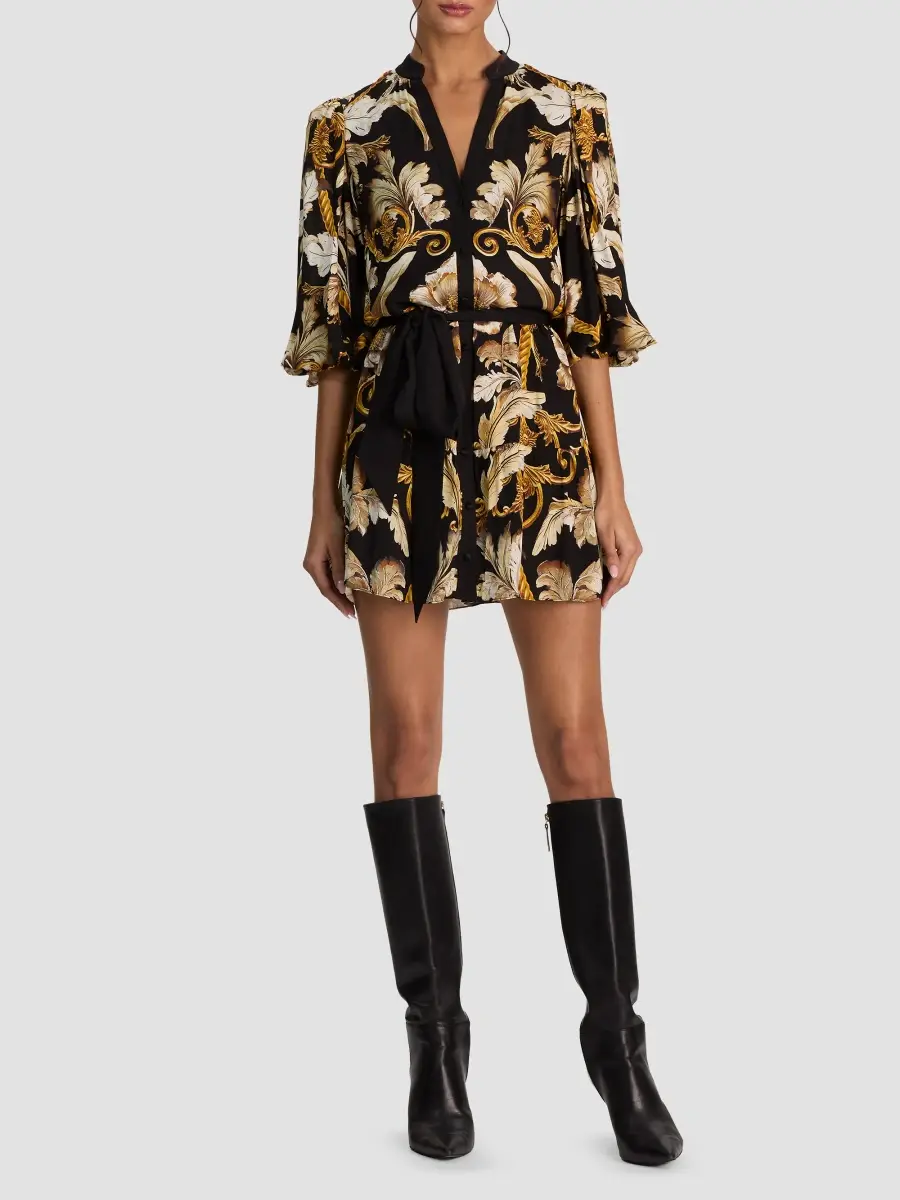 Alice + Olivia Women's Antonette Tiered Printed Mini Shirtdress | Thumbnail 2 Alice + Olivia Women's Antonette Tiered Printed Mini Shirtdress | Thumbnail 2