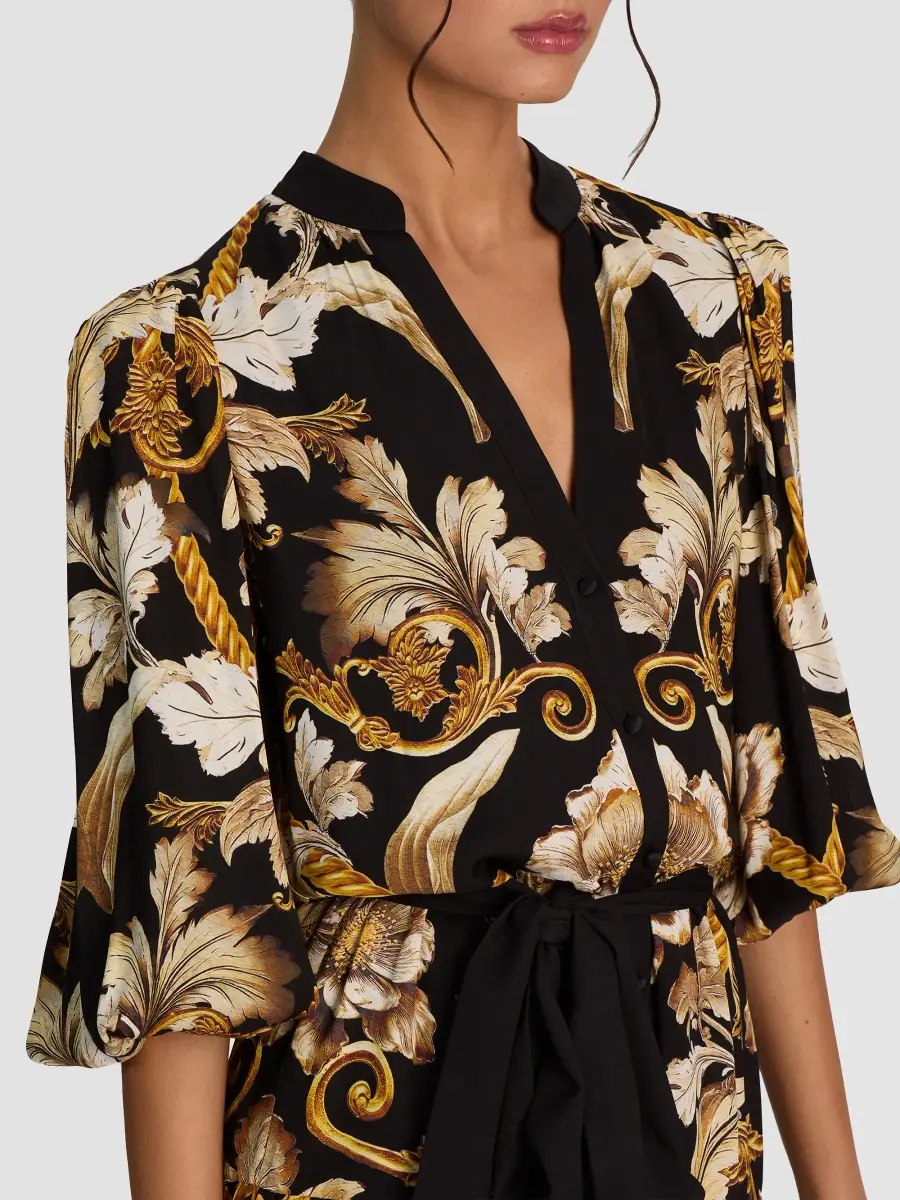 Alice + Olivia Women's Antonette Tiered Printed Mini Shirtdress | Thumbnail 5 Alice + Olivia Women's Antonette Tiered Printed Mini Shirtdress | Thumbnail 5