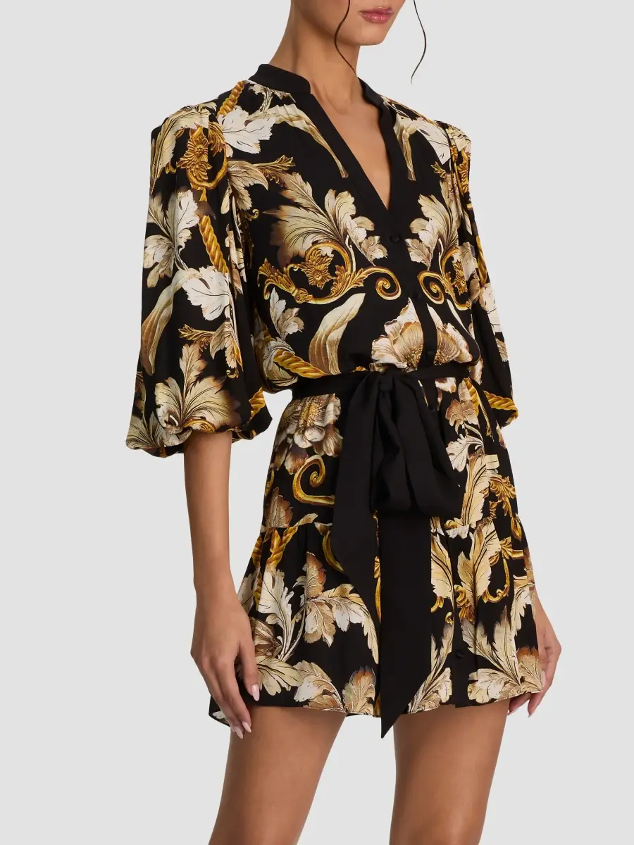 Alice + Olivia Women's Antonette Tiered Printed Mini Shirtdress | Thumbnail 6 Alice + Olivia Women's Antonette Tiered Printed Mini Shirtdress | Thumbnail 6