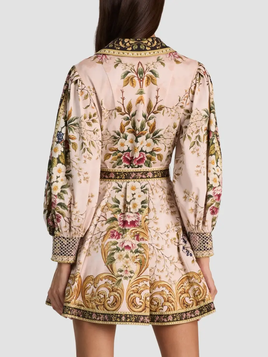 Alice + Olivia Women's Lucy Floral Tie-Waist Stretch-Cotton Mini Shirtdress | Thumbnail 3 Alice + Olivia Women's Lucy Floral Tie-Waist Stretch-Cotton Mini Shirtdress | Thumbnail 3