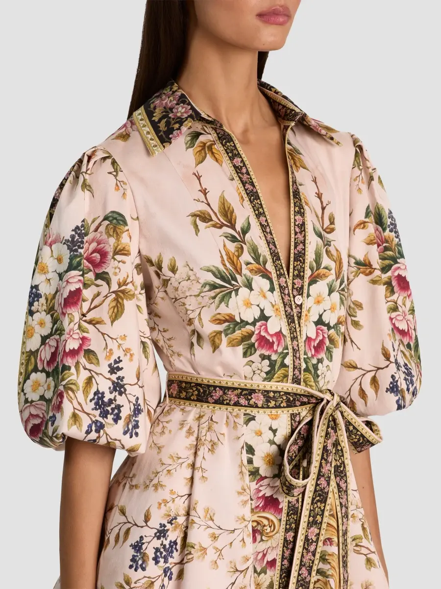 Alice + Olivia Women's Lucy Floral Tie-Waist Stretch-Cotton Mini Shirtdress | Thumbnail 5 Alice + Olivia Women's Lucy Floral Tie-Waist Stretch-Cotton Mini Shirtdress | Thumbnail 5
