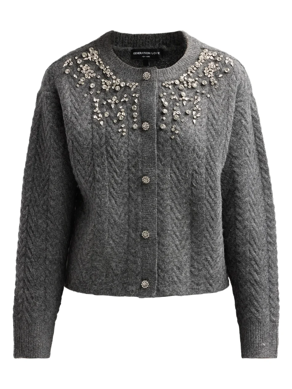 Women's Glenda Crystal Cable Cardigan