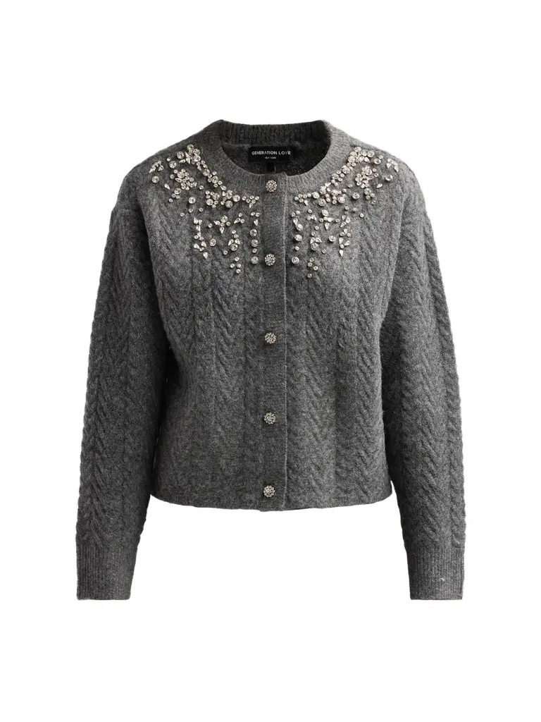 Generation Love Women's Glenda Crystal Cable Cardigan