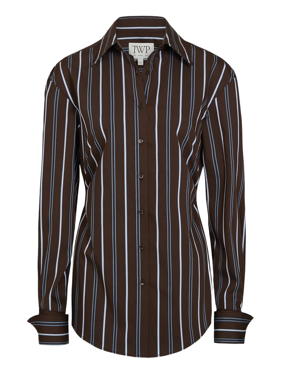 TWP Women's The Night We Met Striped Cotton-Blend Shirt