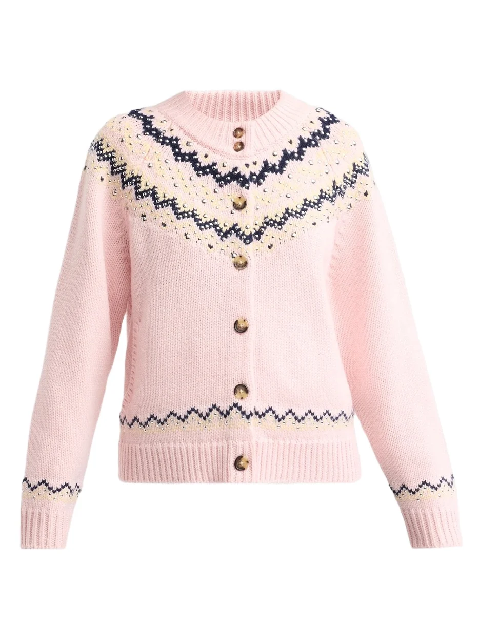 Women's Fallon Studded Fair Isle Cardigan Women's Fallon Studded Fair Isle Cardigan