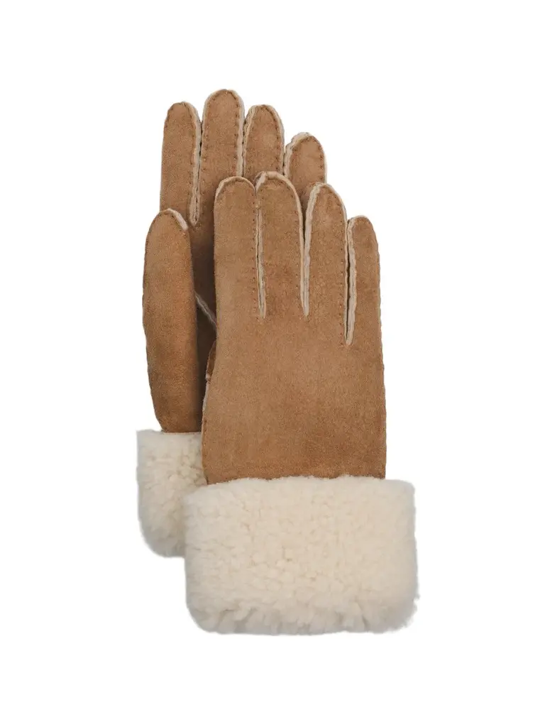 rag & bone Women's Elle Faux-Shearling Cuff Suede Gloves