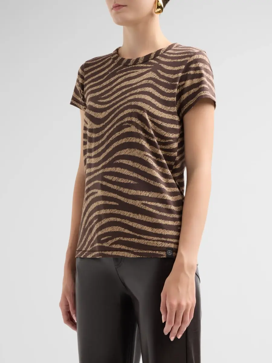 rag & bone Women's Zebra-Print Cotton Jersey T-Shirt | Thumbnail 4