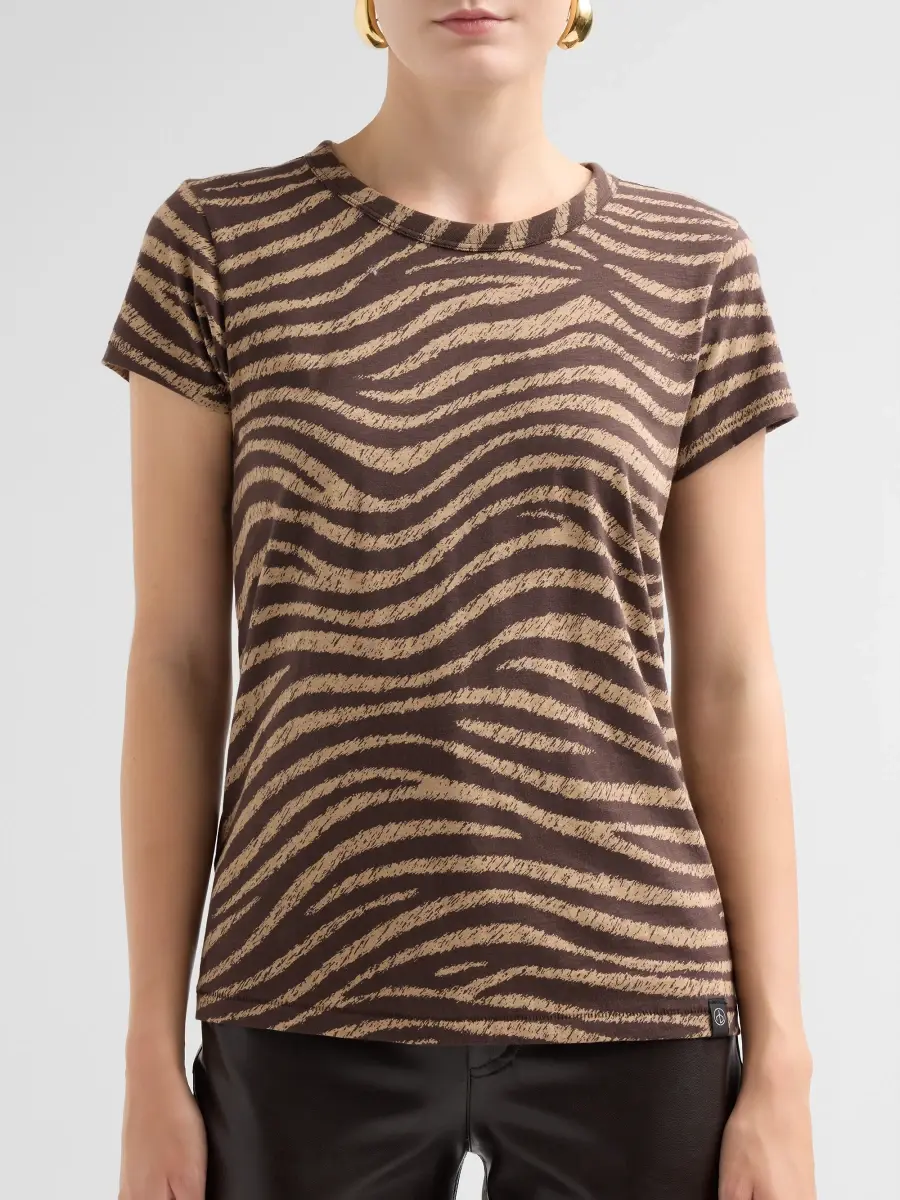 rag & bone Women's Zebra-Print Cotton Jersey T-Shirt | Thumbnail 5