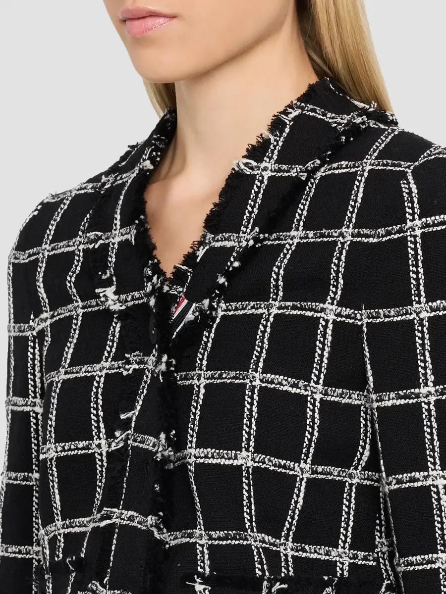 Thom Browne Women's Windowpane Houndstooth Tweed Cardigan Jacket | Thumbnail 5 Thom Browne Women's Windowpane Houndstooth Tweed Cardigan Jacket | Thumbnail 5