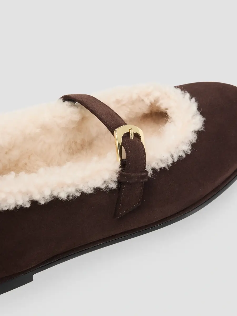 Stuart Weitzman Women's Sai Shearling-Lined Suede Mary Janes | Thumbnail 5
