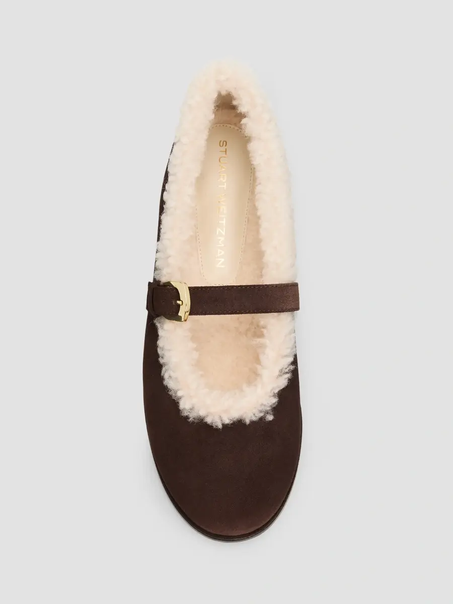 Stuart Weitzman Women's Sai Shearling-Lined Suede Mary Janes | Thumbnail 6