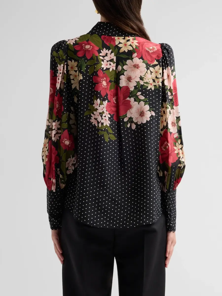 Ungaro Women's Aviva Floral Polka Dot Silk Blouse | Thumbnail 3