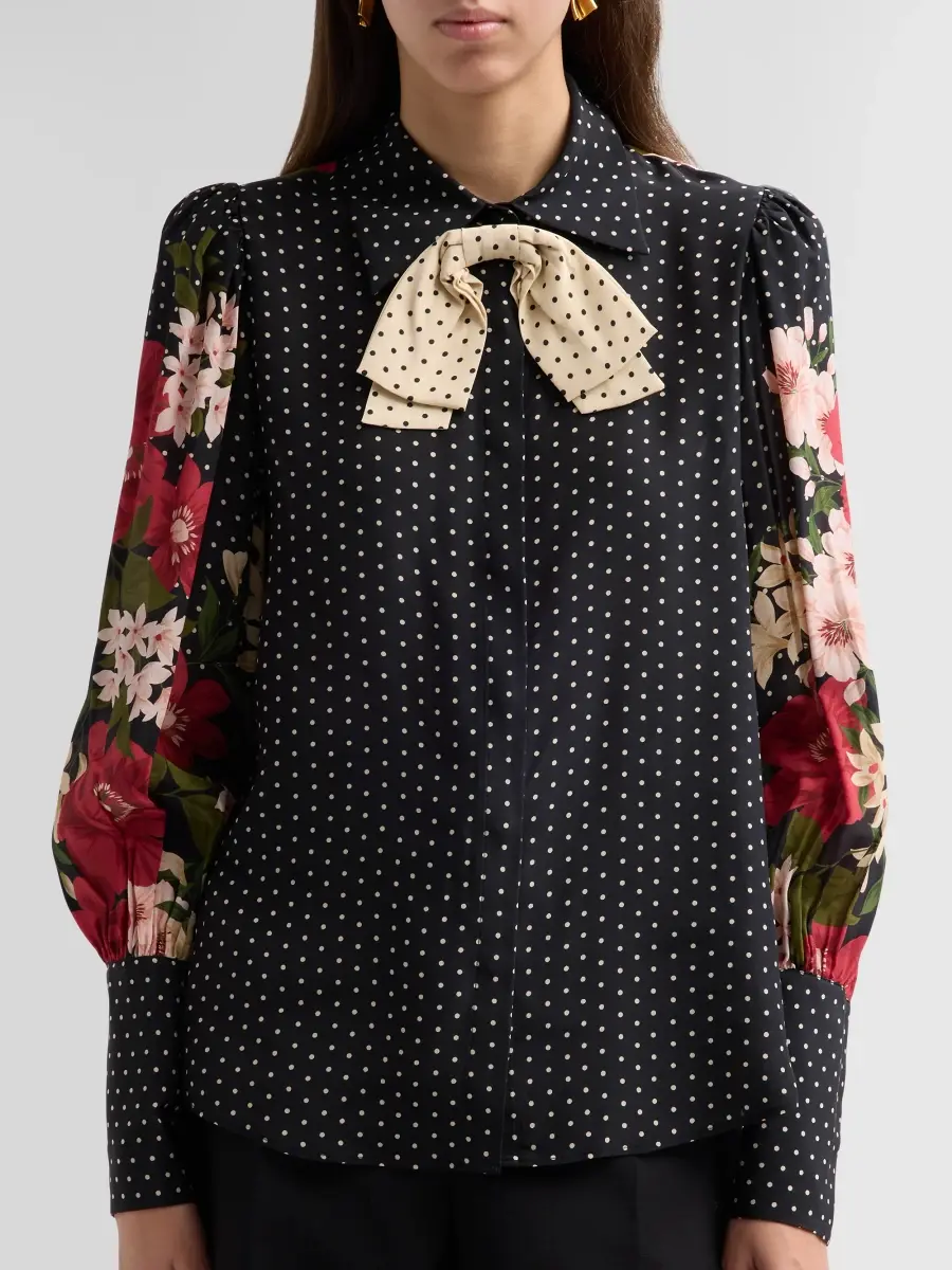 Ungaro Women's Aviva Floral Polka Dot Silk Blouse | Thumbnail 5