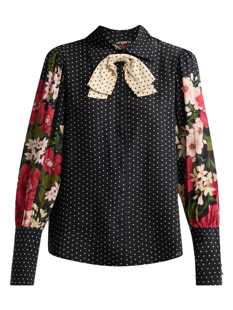 Women's Aviva Floral Polka Dot Silk Blouse Women's Aviva Floral Polka Dot Silk Blouse
