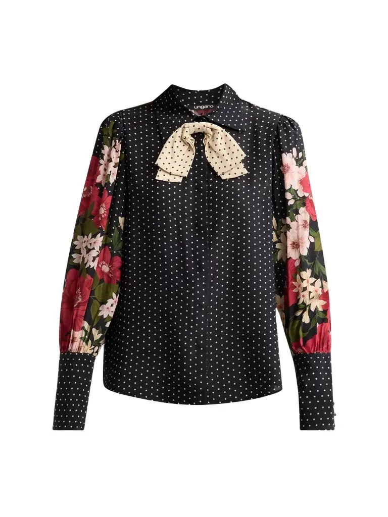Women's Aviva Floral Polka Dot Silk Blouse Women's Aviva Floral Polka Dot Silk Blouse