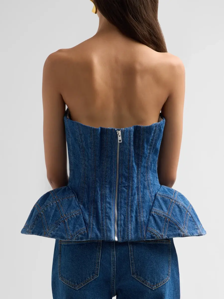 Aknvas Women's Emmi Corset Denim Top | Thumbnail 3 Aknvas Women's Emmi Corset Denim Top | Thumbnail 3