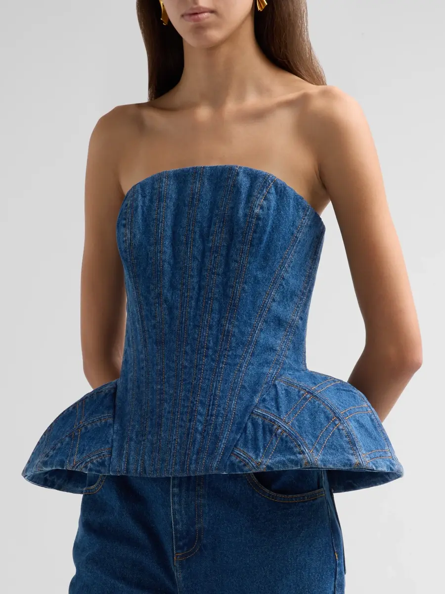 Aknvas Women's Emmi Corset Denim Top | Thumbnail 4 Aknvas Women's Emmi Corset Denim Top | Thumbnail 4