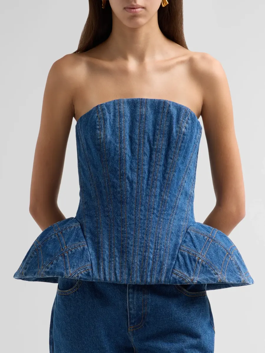 Aknvas Women's Emmi Corset Denim Top | Thumbnail 5 Aknvas Women's Emmi Corset Denim Top | Thumbnail 5