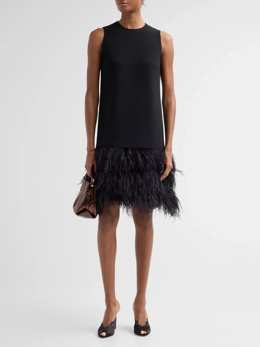 CATHERINE REGEHR Women's Arak Feather-Hem Knee-Length Dress | Thumbnail 2 CATHERINE REGEHR Women's Arak Feather-Hem Knee-Length Dress | Thumbnail 2