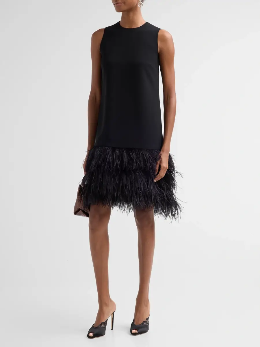 CATHERINE REGEHR Women's Arak Feather-Hem Knee-Length Dress | Thumbnail 4 CATHERINE REGEHR Women's Arak Feather-Hem Knee-Length Dress | Thumbnail 4