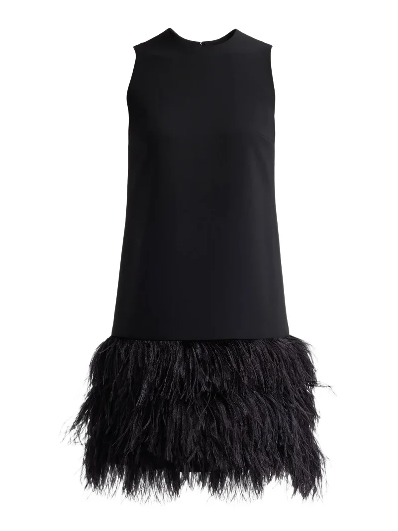 Women's Arak Feather-Hem Knee-Length Dress