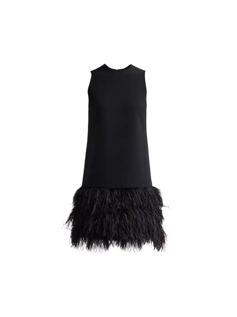 CATHERINE REGEHR Women's Arak Feather-Hem Knee-Length Dress