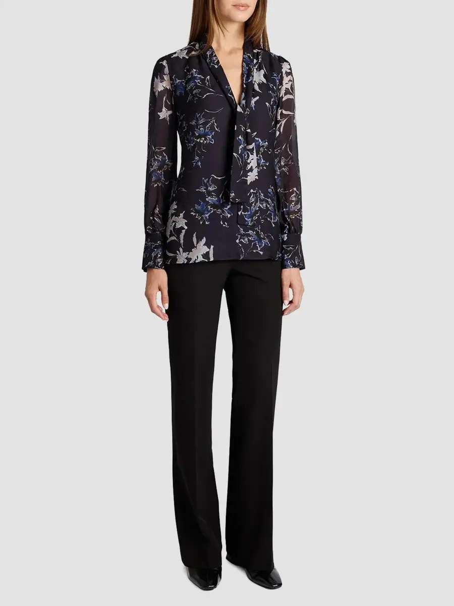 Santorelli Women's Francis Printed Tie-Neck Blouse | Thumbnail 2 Santorelli Women's Francis Printed Tie-Neck Blouse | Thumbnail 2