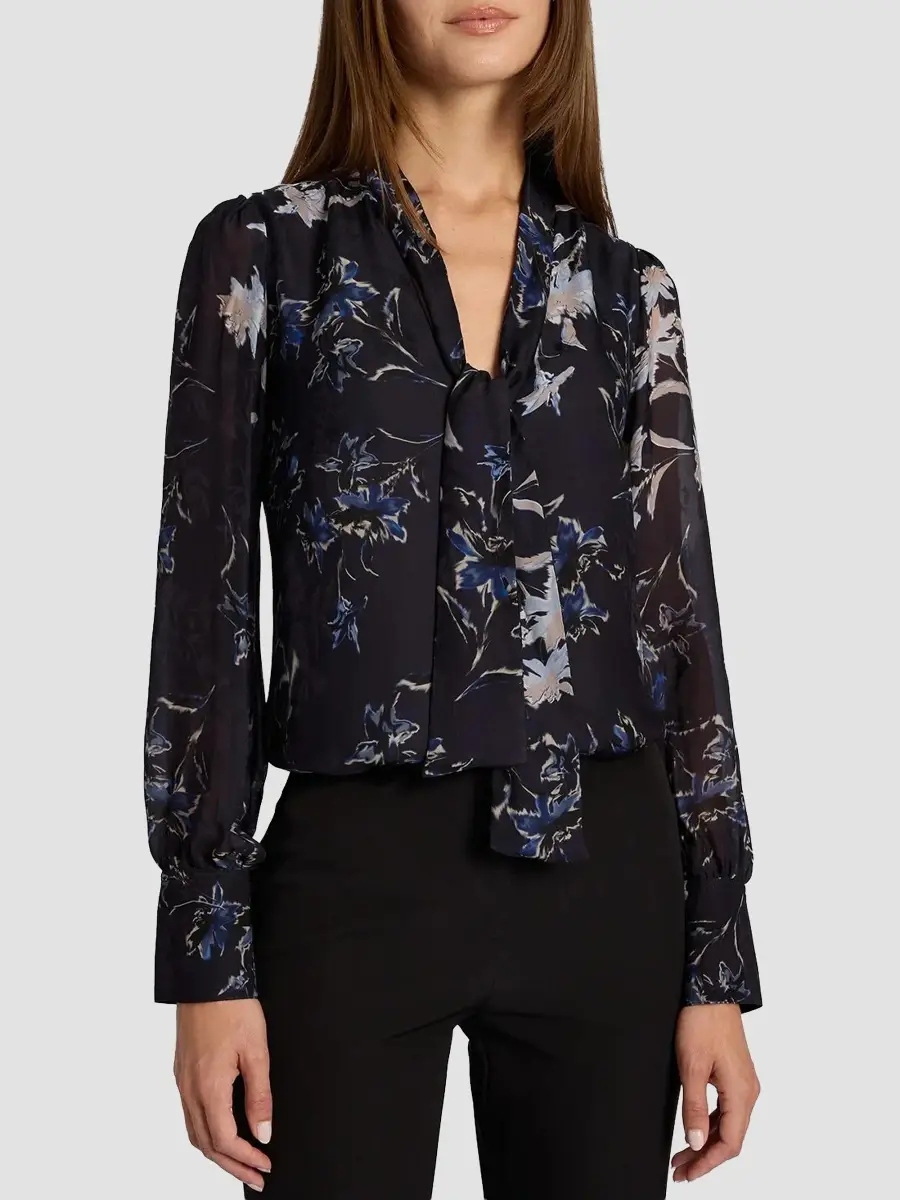 Santorelli Women's Francis Printed Tie-Neck Blouse | Thumbnail 4 Santorelli Women's Francis Printed Tie-Neck Blouse | Thumbnail 4