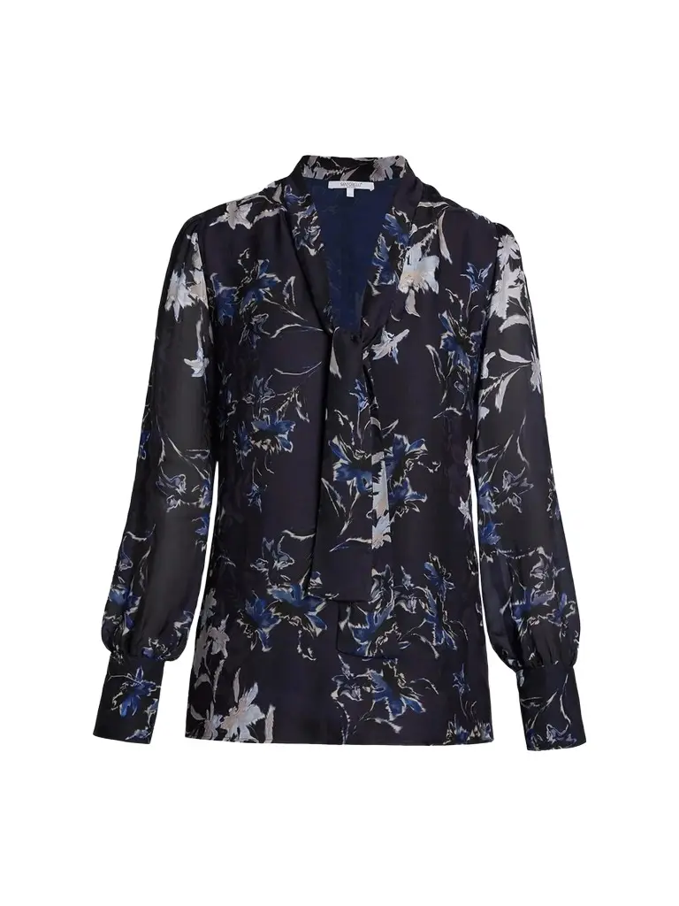 Santorelli Women's Francis Printed Tie-Neck Blouse