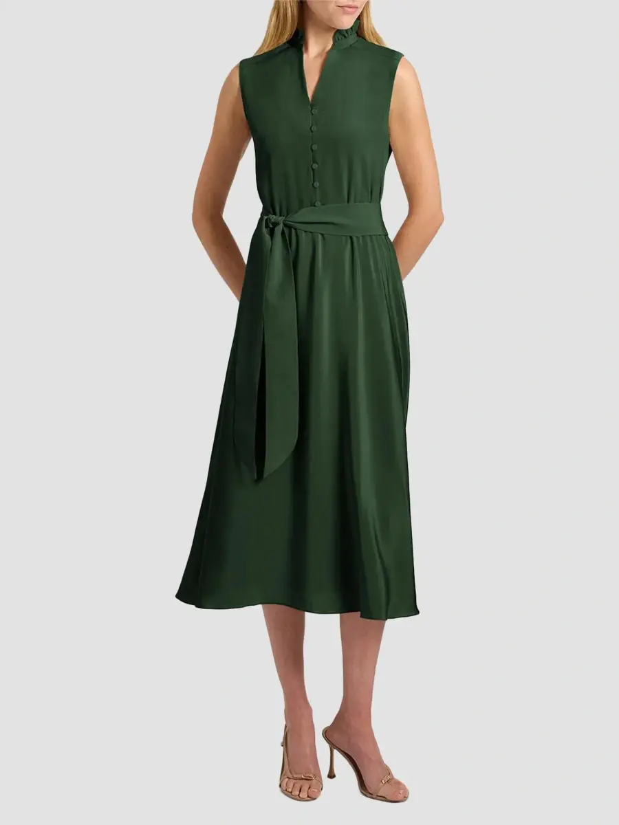 Santorelli Women's Nirva Belted Silk Midi Dress | Thumbnail 2 Santorelli Women's Nirva Belted Silk Midi Dress | Thumbnail 2