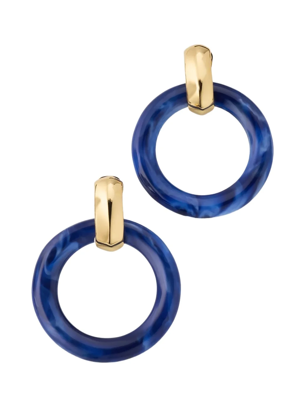 Women's 18K-Gold-Plated & Simulated Lapis Clip-On Hoop Earrings Women's 18K-Gold-Plated & Simulated Lapis Clip-On Hoop Earrings