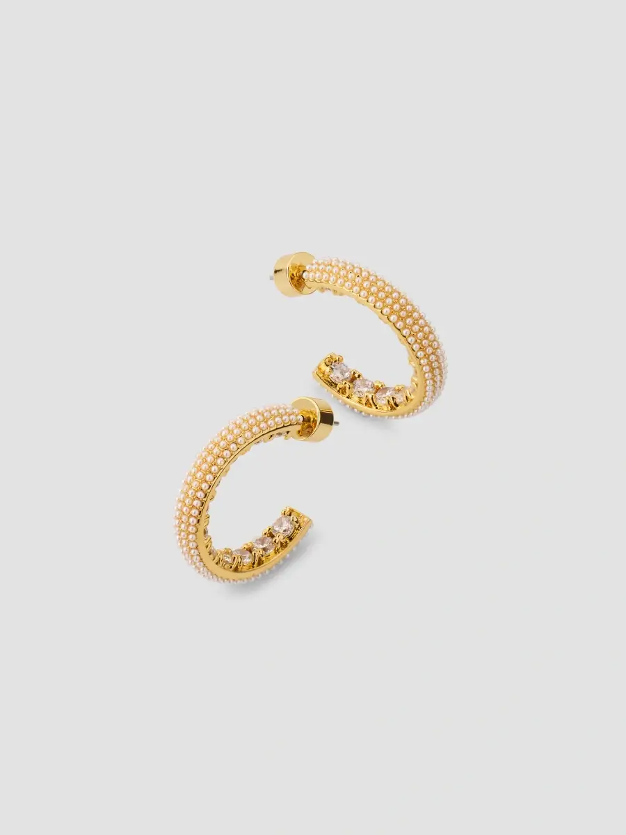 KENNETH JAY LANE Women's 18K-Gold-Plated, Pearl & Crystal Hoop Earrings | Thumbnail 3