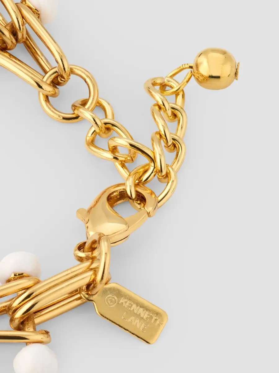 KENNETH JAY LANE Women's 18K-Gold-Plated & Enamel Chain Bracelet | Thumbnail 3