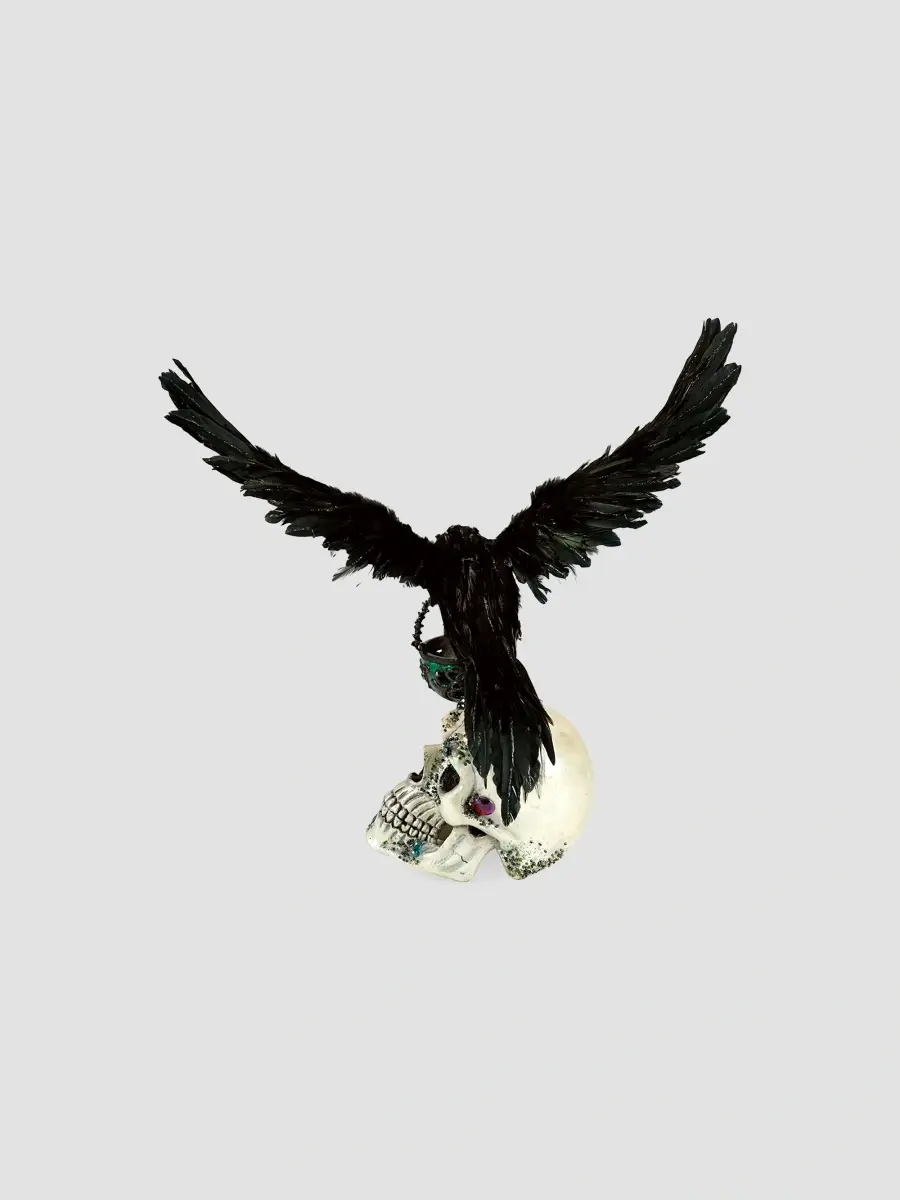 Katherine 's Collection Enchanted Emerald Widow Watchful Crow With Tea Light Lantern | Thumbnail 4