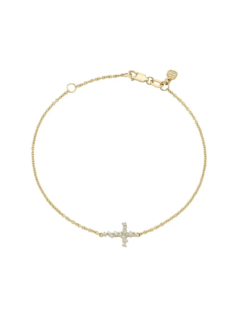 Women's Tuxedo 14K Yellow Gold & 0.08 TCW Diamond Cross Charm Bracelet Women's Tuxedo 14K Yellow Gold & 0.08 TCW Diamond Cross Charm Bracelet