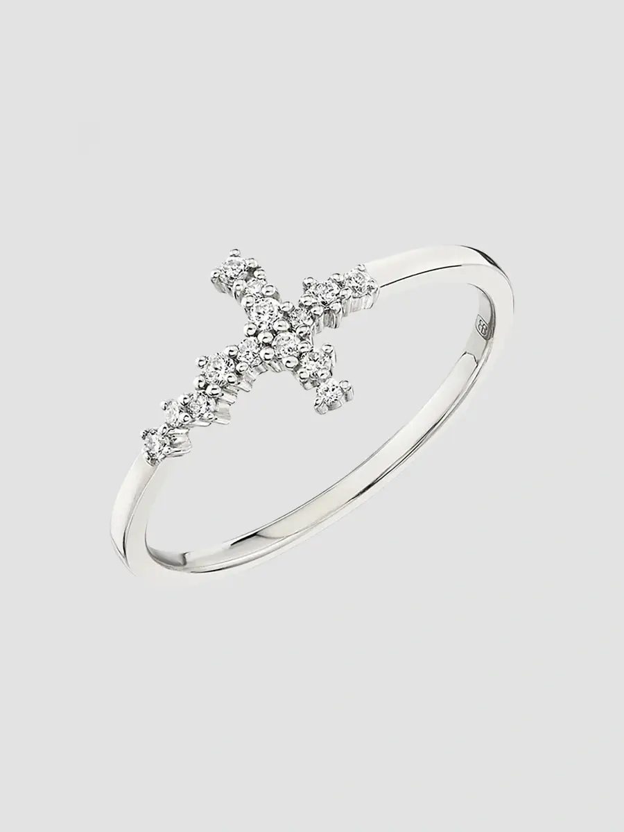Sydney Evan Women's Tuxedo 14K Gold & 0.12 TCW Diamond Cross Ring | Thumbnail 2 Sydney Evan Women's Tuxedo 14K Gold & 0.12 TCW Diamond Cross Ring | Thumbnail 2