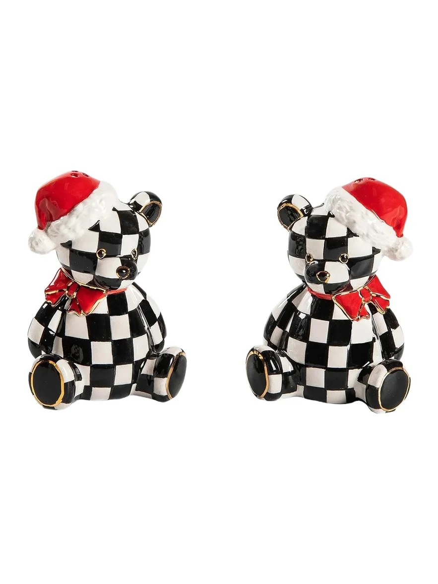 MacKenzie-Childs Courtly Santa Bear Salt & Pepper Shakers